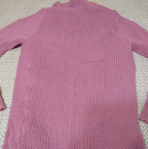 Baby Style Rose Pink Semi Open Sweater Cardigan Drawstring Wool Blend Medium - Picture 7 of 11